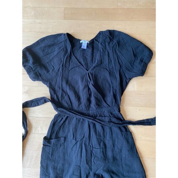 L*SPACE Bnwot One Piece Tie Strap Black Jumpsuit Size Medium New Jogger - Picture 2 of 7